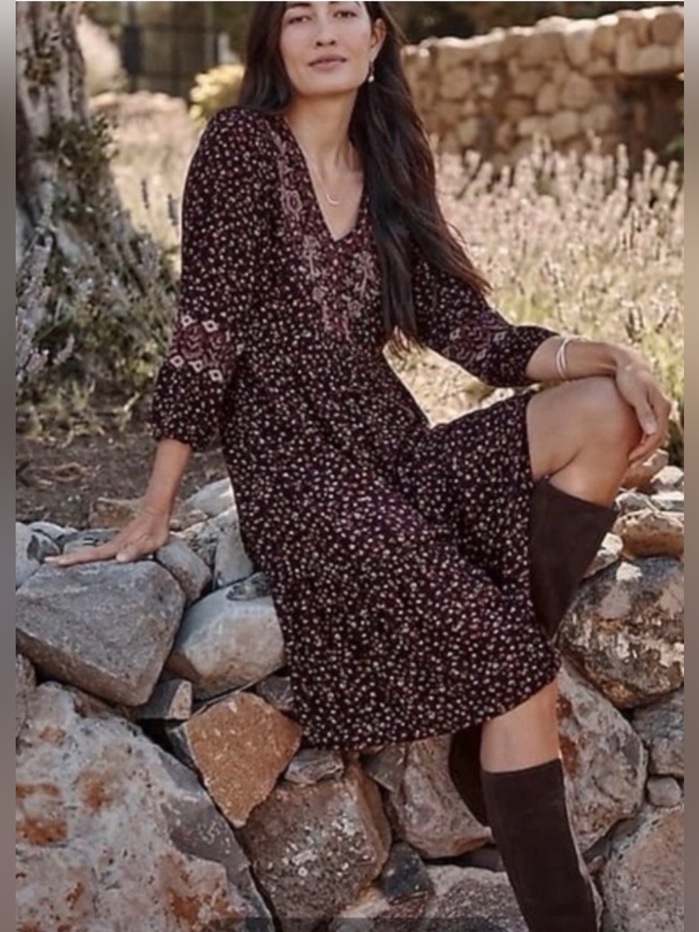 J. Jill Sonoma Embroidered Floral Swing Babydoll Dress - XL Petite